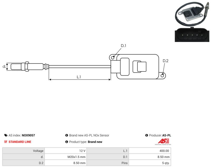 NOx-sensor, karbamiidipritse, AS-PL NOX9057
