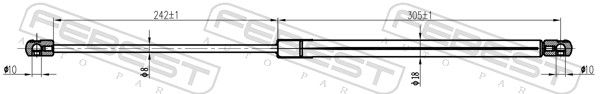 FEBEST 20117-001 Gas Spring, bonnet