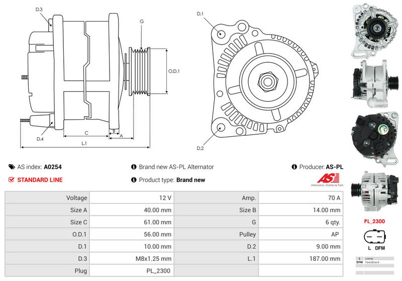 AS-PL A0254 Alternator