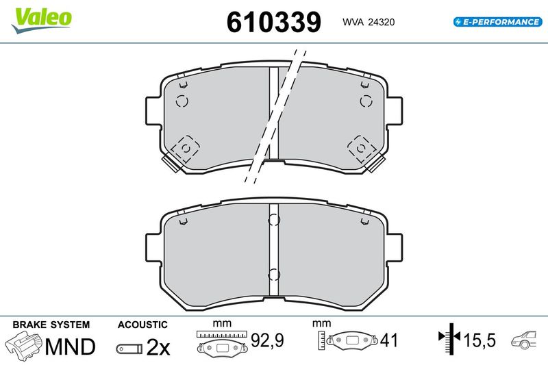 VALEO fékbetétkészlet, tárcsafék 610339