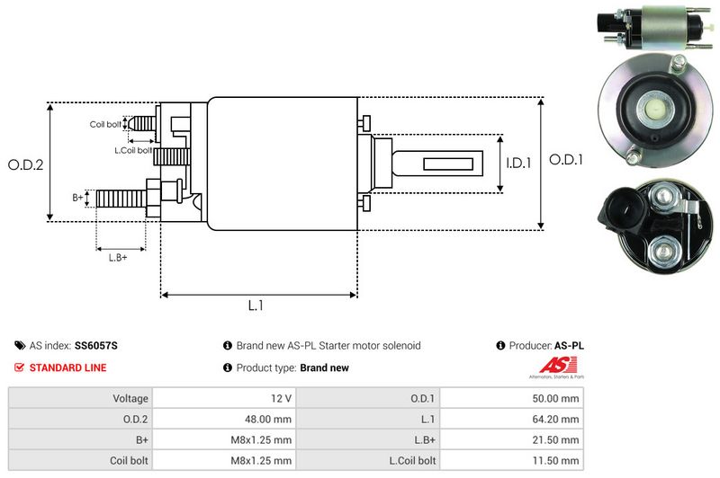 AS-PL SS6057S Solenoid Switch, starter