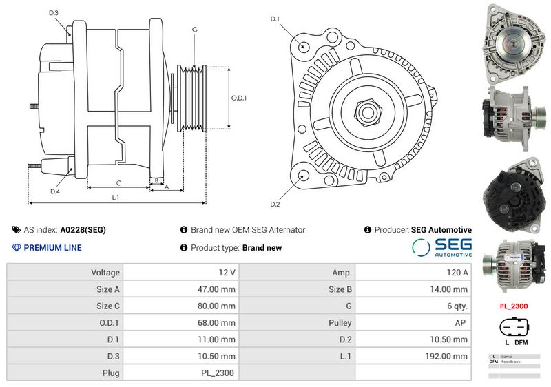 AS-PL A0228(SEG) Alternator