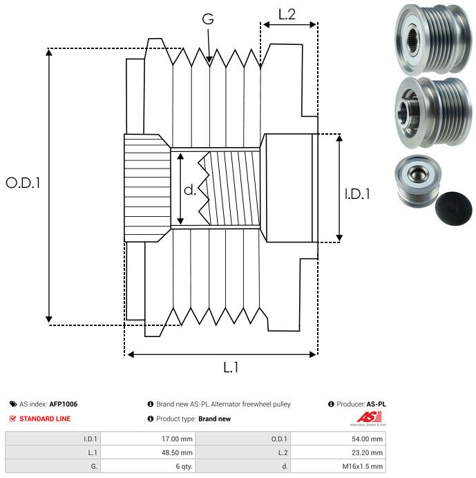 AS-PL AFP1006 Alternator Freewheel Clutch