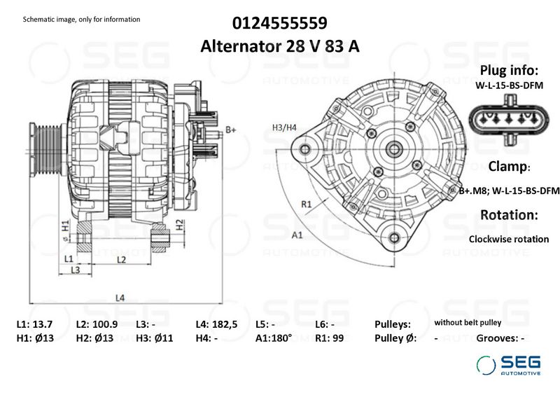 SEG Automotive 0124555559 Alternator