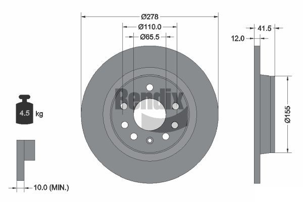 BENDIX Braking féktárcsa BDS1181