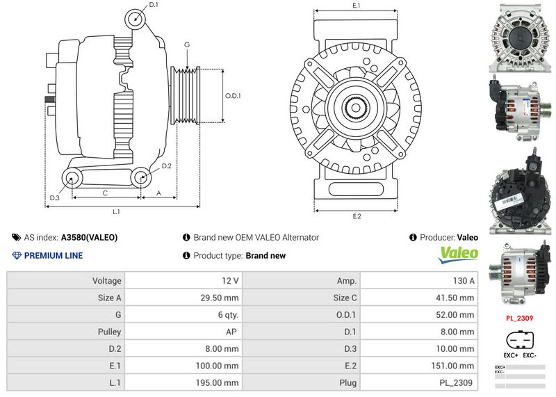 AS-PL A3580(VALEO) Alternator