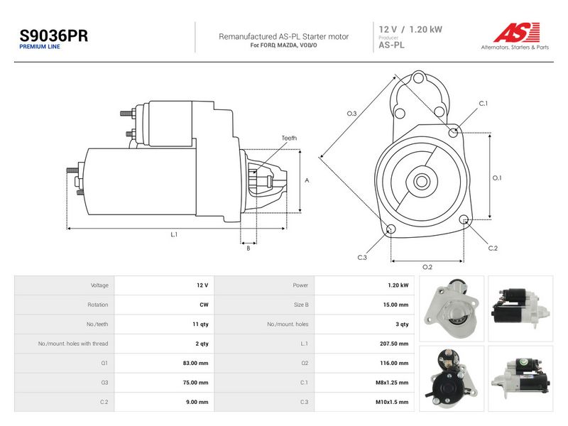 This part match OEM code: Y601-18-400C