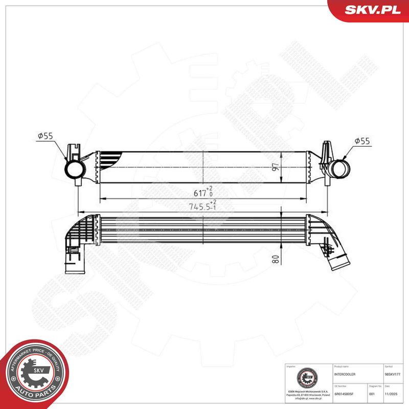 Prekė atitinka OEM kodą: 6R0145805C