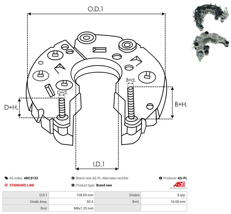 AS-PL ARC3133 Rectifier, alternator