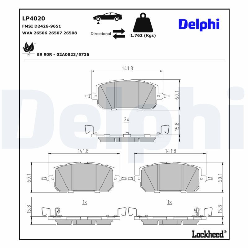 Piduriklotsi komplekt, ketaspidur, DELPHI LP4020