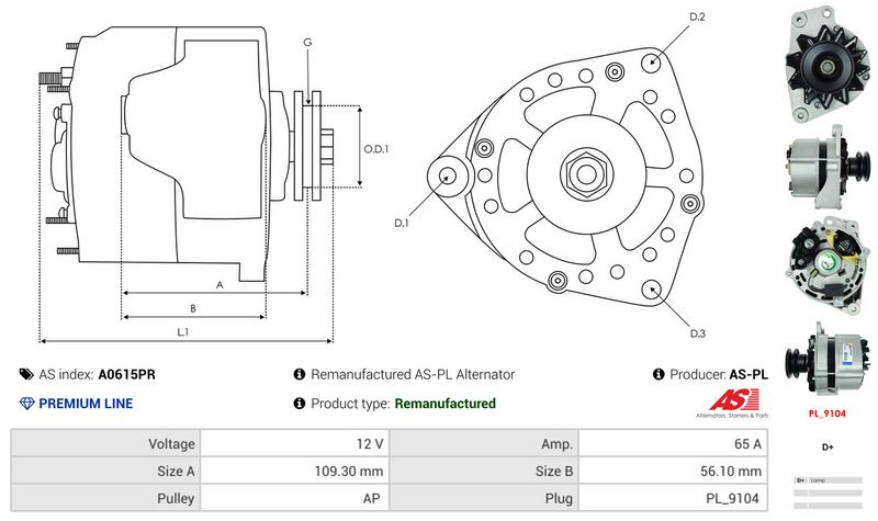 AS-PL A0615PR Alternator