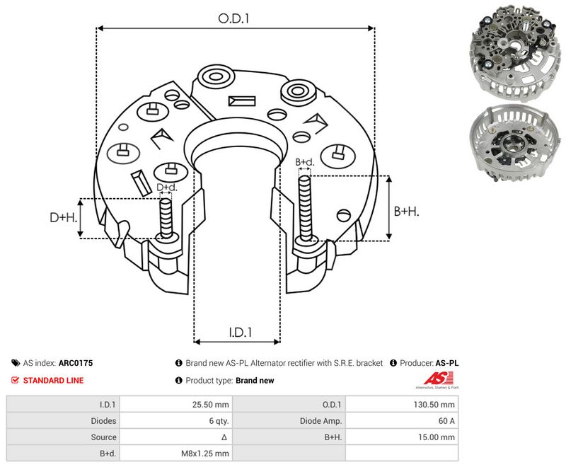 AS-PL ARC0175 Rectifier, alternator