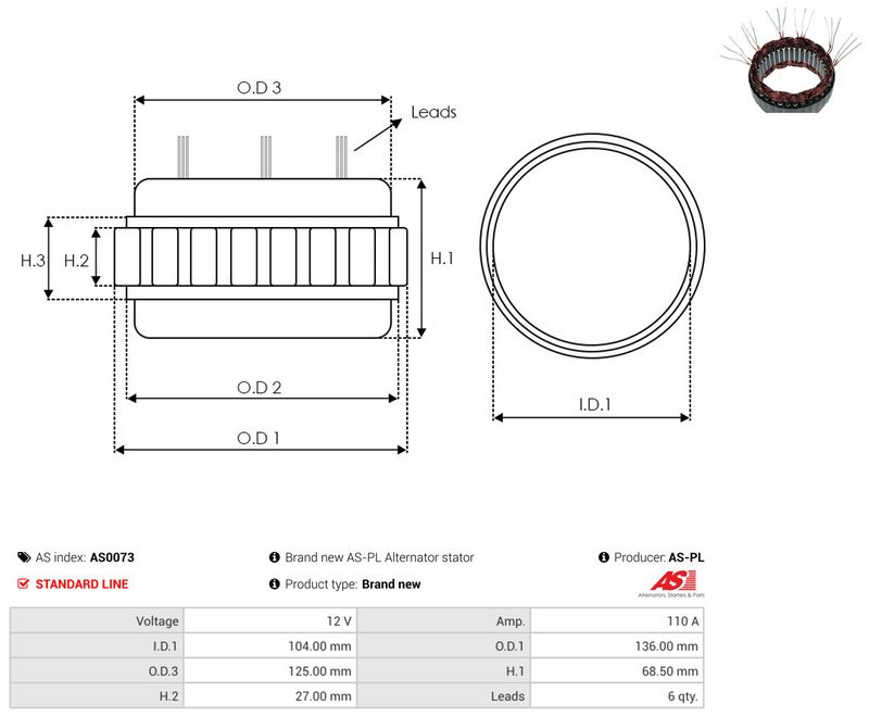 Staator, generaator, AS-PL AS0073