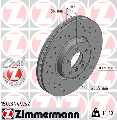 Гальмівний диск, Zimmermann 150.3449.52