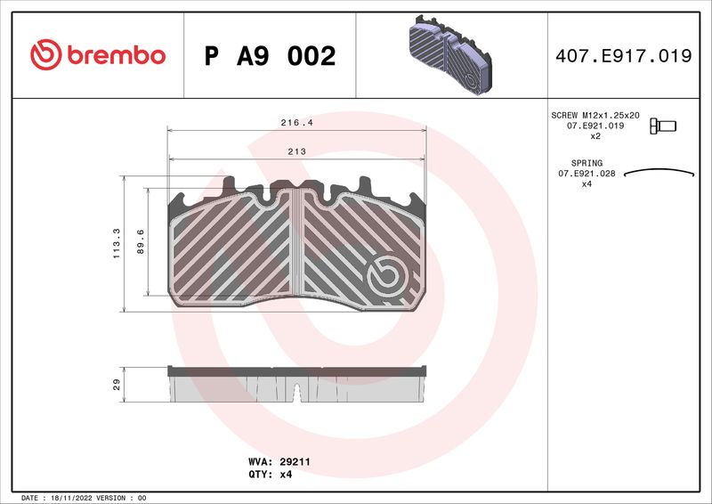 BREMBO Brake Pad Set, disc brake P A9 002