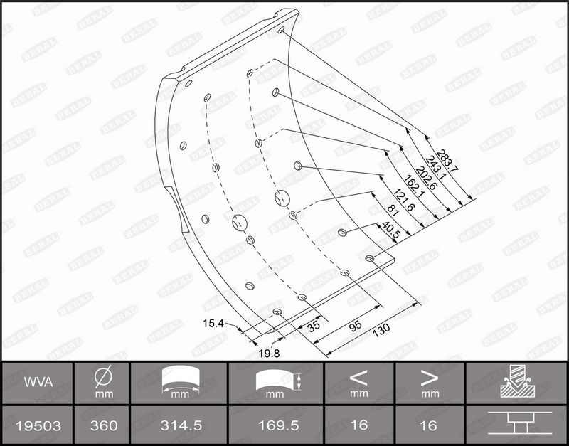 BERAL Remvoeringsset, trommelrem