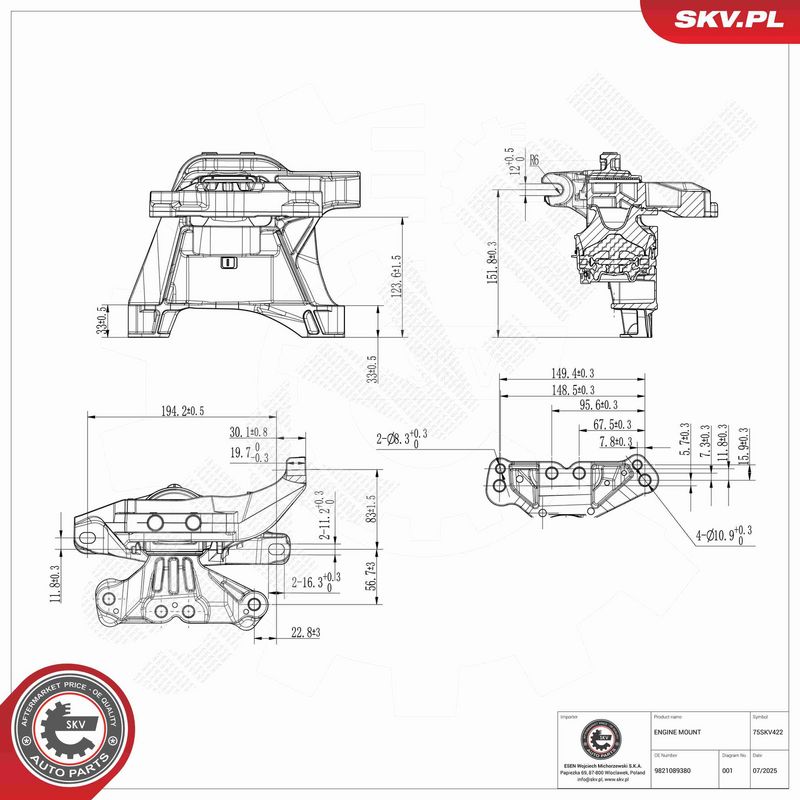 ESEN SKV 75SKV422 Mounting, engine