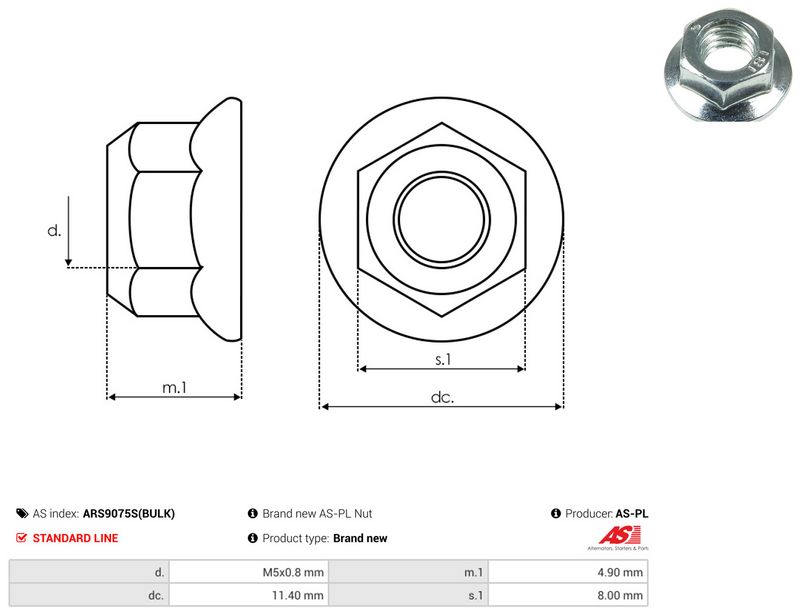 AS-PL ARS9075S(BULK) Repair Set, alternator