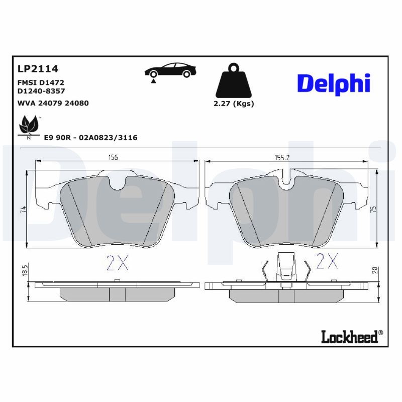 Piduriklotsi komplekt, ketaspidur, DELPHI LP2114