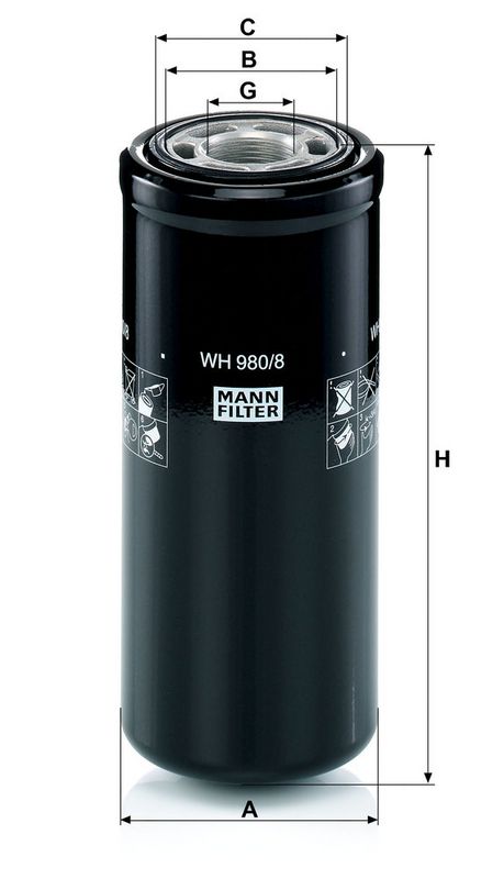 MANN-FILTER WH980/8 Hydraulic Filter, automatic transmission