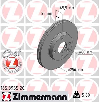 Гальмівний диск, Zimmermann 185.3955.20