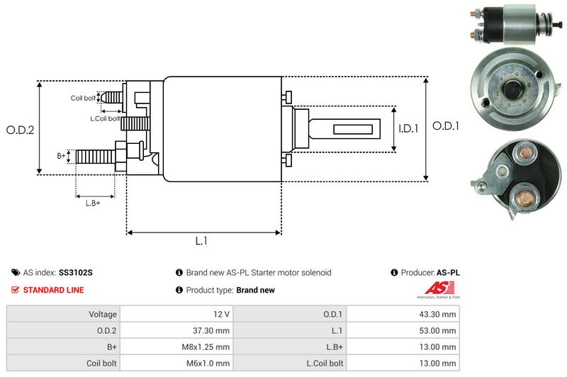 AS-PL SS3102S Solenoid Switch, starter