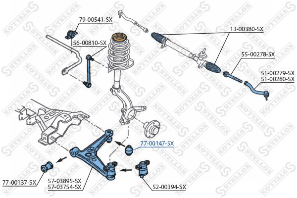 Опора, важіль підвіски, Stellox 77-00147-SX