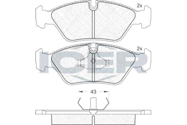 Комплект гальмівних накладок, дискове гальмо, Icer 180423