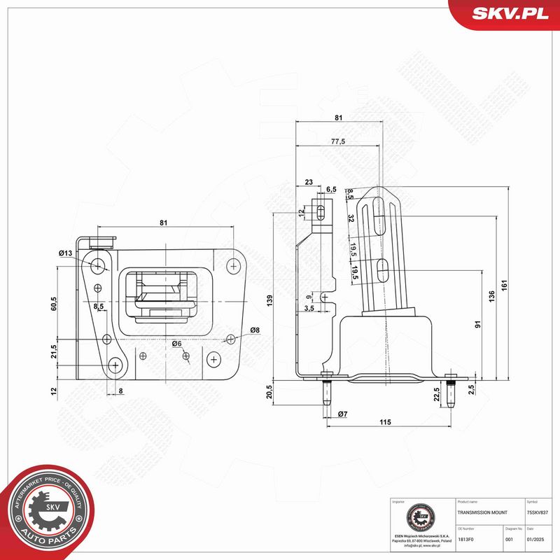 ESEN SKV 75SKV837 - Mounting, automatic transmission