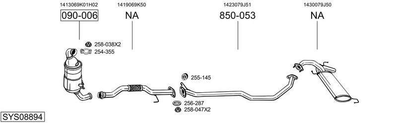 BOSAL kipufogórendszer SYS08894