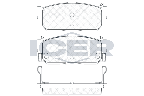 Комплект гальмівних накладок, дискове гальмо, Icer 140915