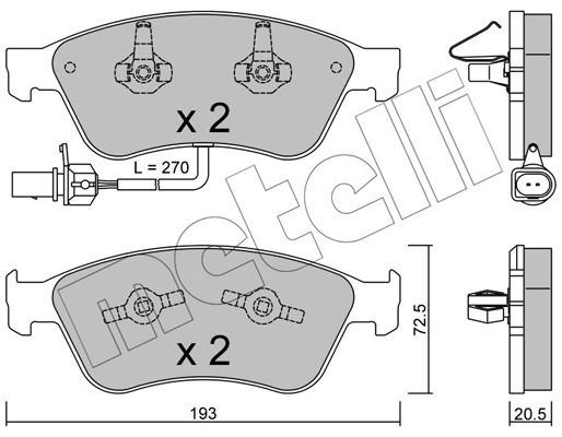 METELLI 22-0662-0 Колодки гальмівні (передні) Audi A6 06-11/A8 02-10/VW Phaeton 02-16 (+датчики)