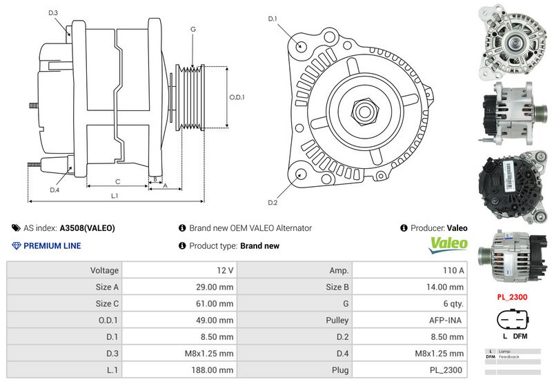 AS-PL A3508(VALEO) Alternator