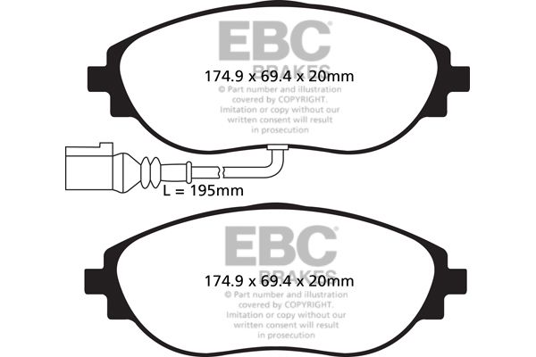 Комплект гальмівних накладок, дискове гальмо, Ebc Brakes DP42127R