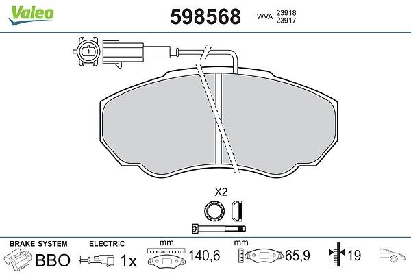 комплект спирачно феродо, дискови спирачки VALEO
