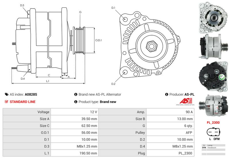 AS-PL A0828S Alternator