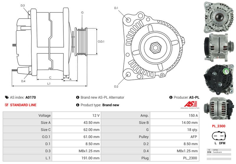 AS-PL A0170 Alternator