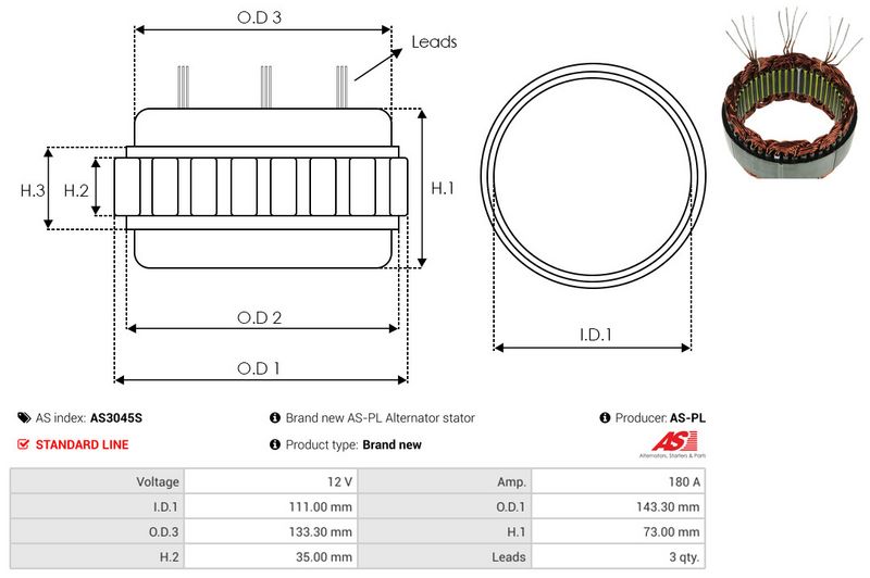 Staator, generaator, AS-PL AS3045S