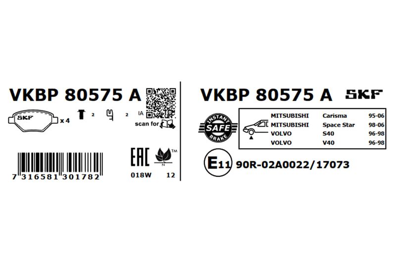 SKF VKBP 80575 A Brake Pad Set, disc brake