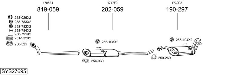 BOSAL kipufogórendszer SYS27695