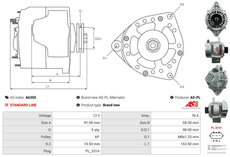 AS-PL A6350 Alternator