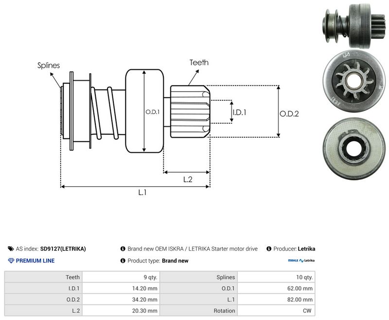 AS-PL SD9127(LETRIKA) Freewheel Gear, starter