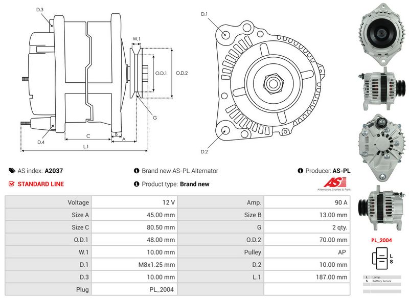 AS-PL A2037 Alternator