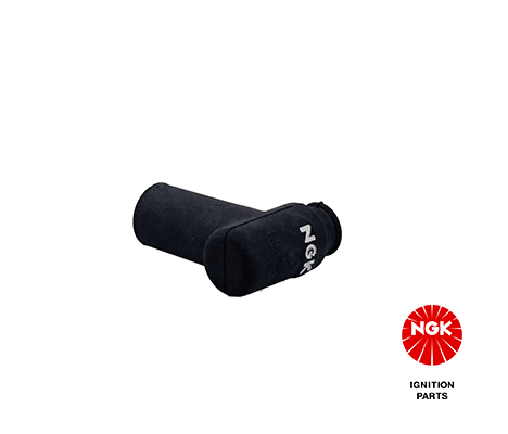 Bougie pijp, hoek: 90°, Kort, bougie draad: 14mm, aansluiting: SAE moer, materiaal behuizing: Silicone, kleur bougiedop: zwart past: HONDA CR 125/125 (Sup.Mot.)/200/250/300/360/380/50ProJun. LC/50ProS