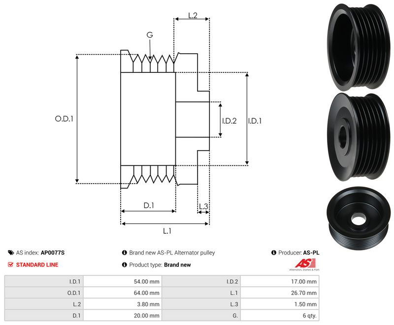 Rihmaratas, generaator, AS-PL AP0077S
