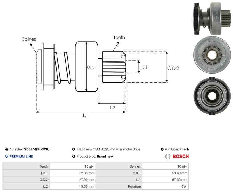 Vabajooks, starter, AS-PL SD0074(BOSCH)