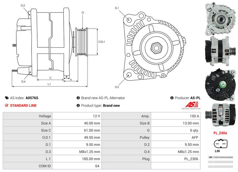 AS-PL A0576S Alternator