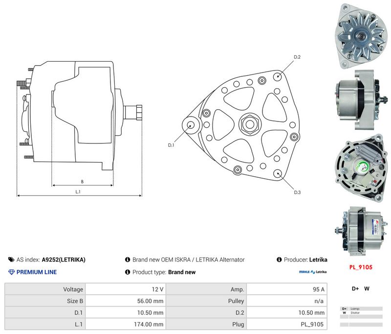 AS-PL A9252(LETRIKA) Alternator