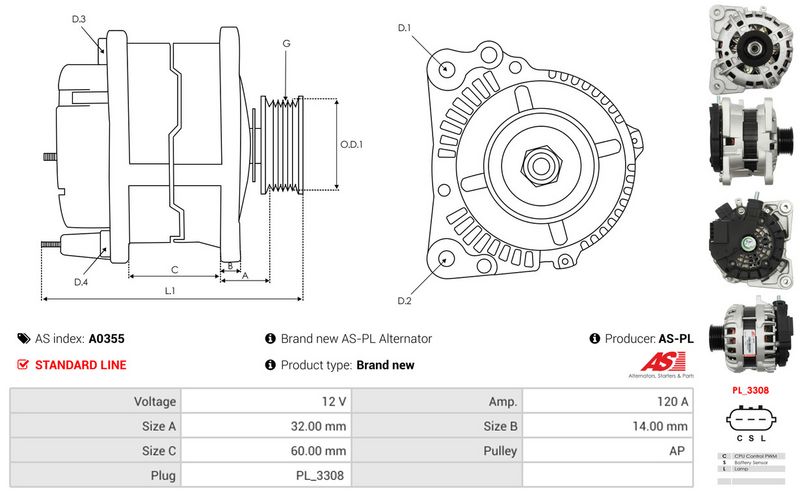 AS-PL A0355 Alternator