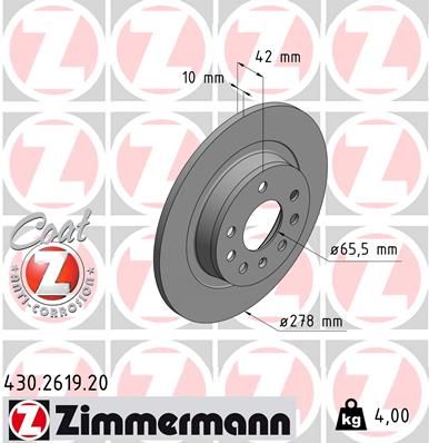 Гальмівний диск, Zimmermann 430.2619.20